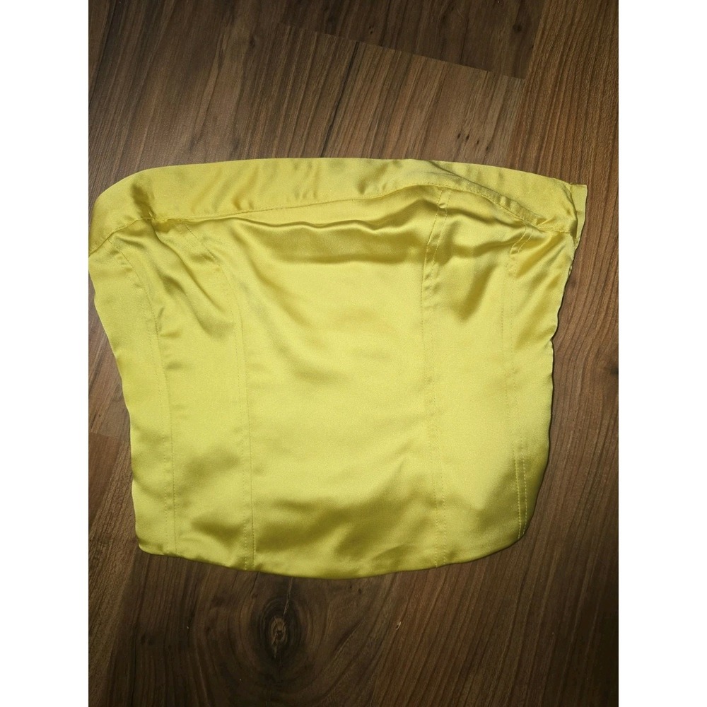 Wild Fable Womens Slim Fit Party Bustier Tube Top Yellow Satin XS 6106
